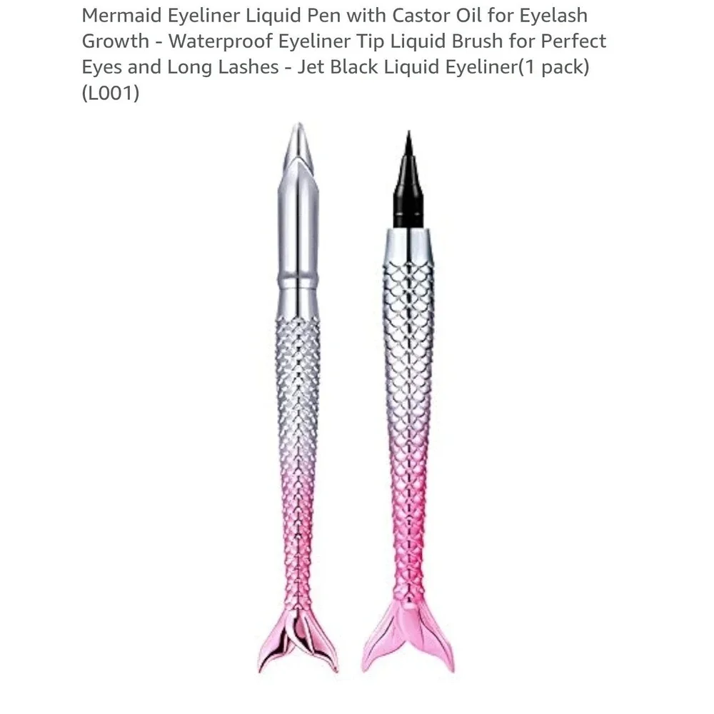 Mermaid Eyeliner Pen Waterproof Liquid Eyeliner Tip Brush Jet‎ Black Eyeliner